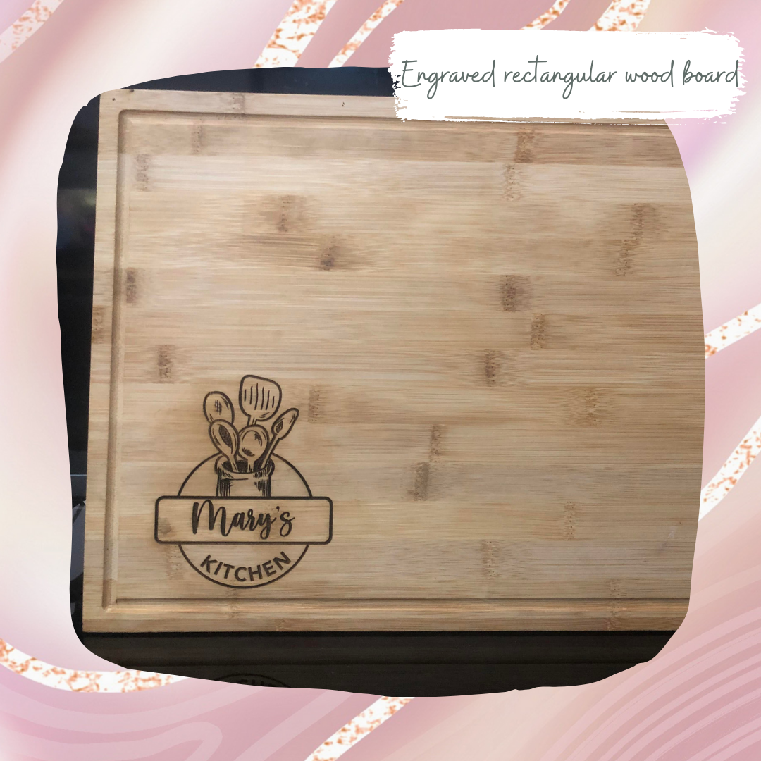 Engraved Bamboo Rectangular Wood Board