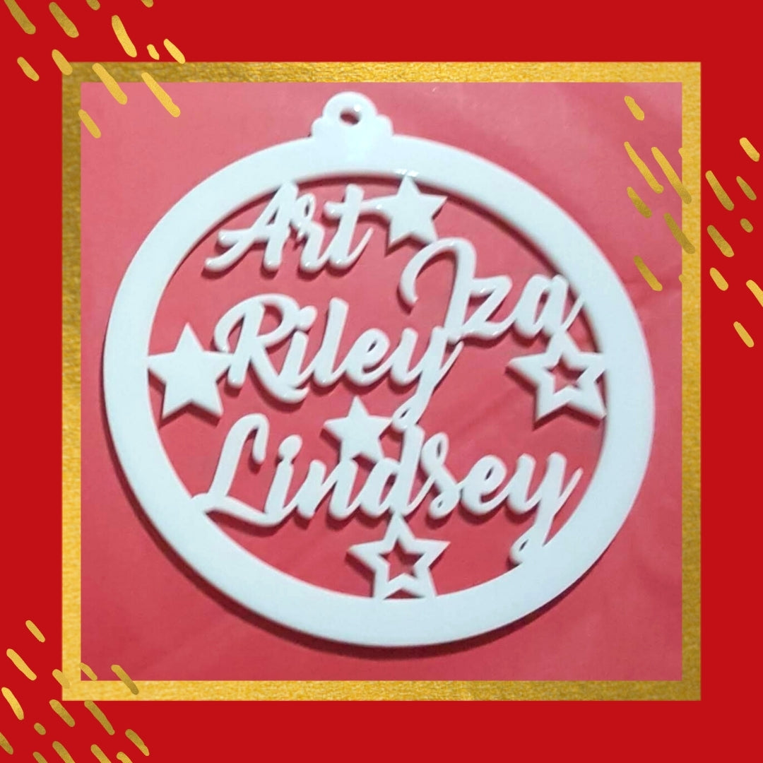 White Acrylic Christmas Ornament - Family Design