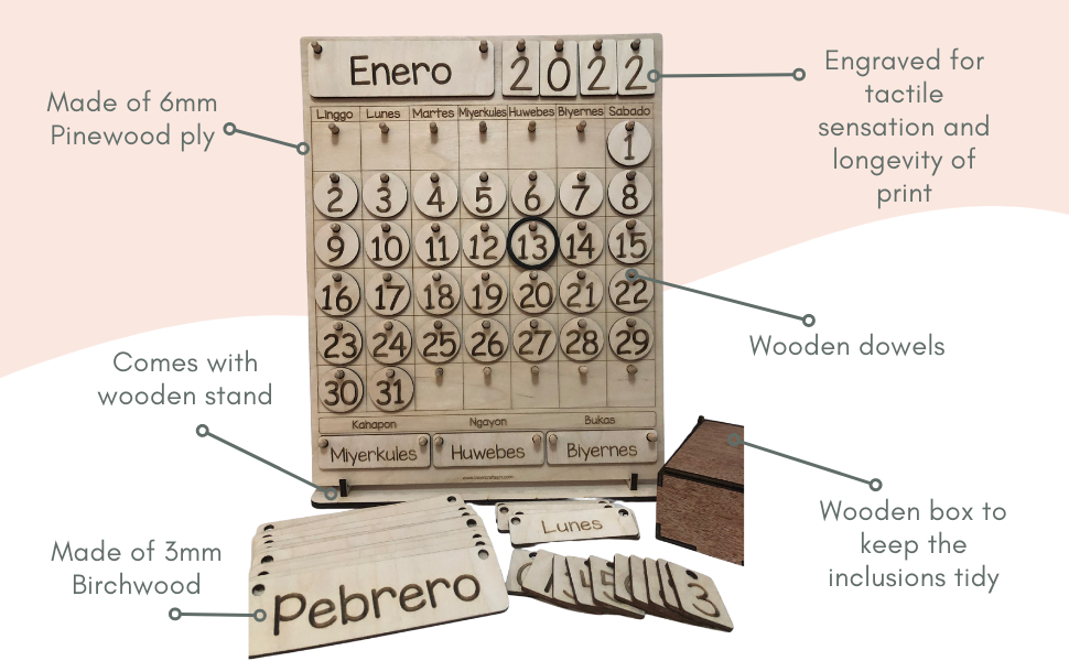 Filipino Montessori-Inspired Wooden Calendar