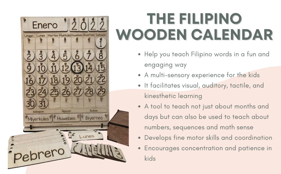 Filipino Montessori-Inspired Wooden Calendar