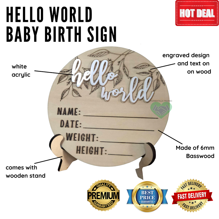 Hello World Baby Birth Sign