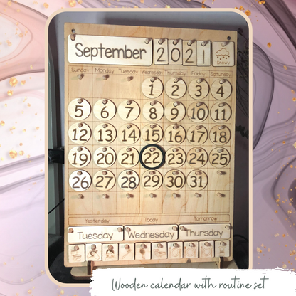 Wooden Calendar with Routine Set