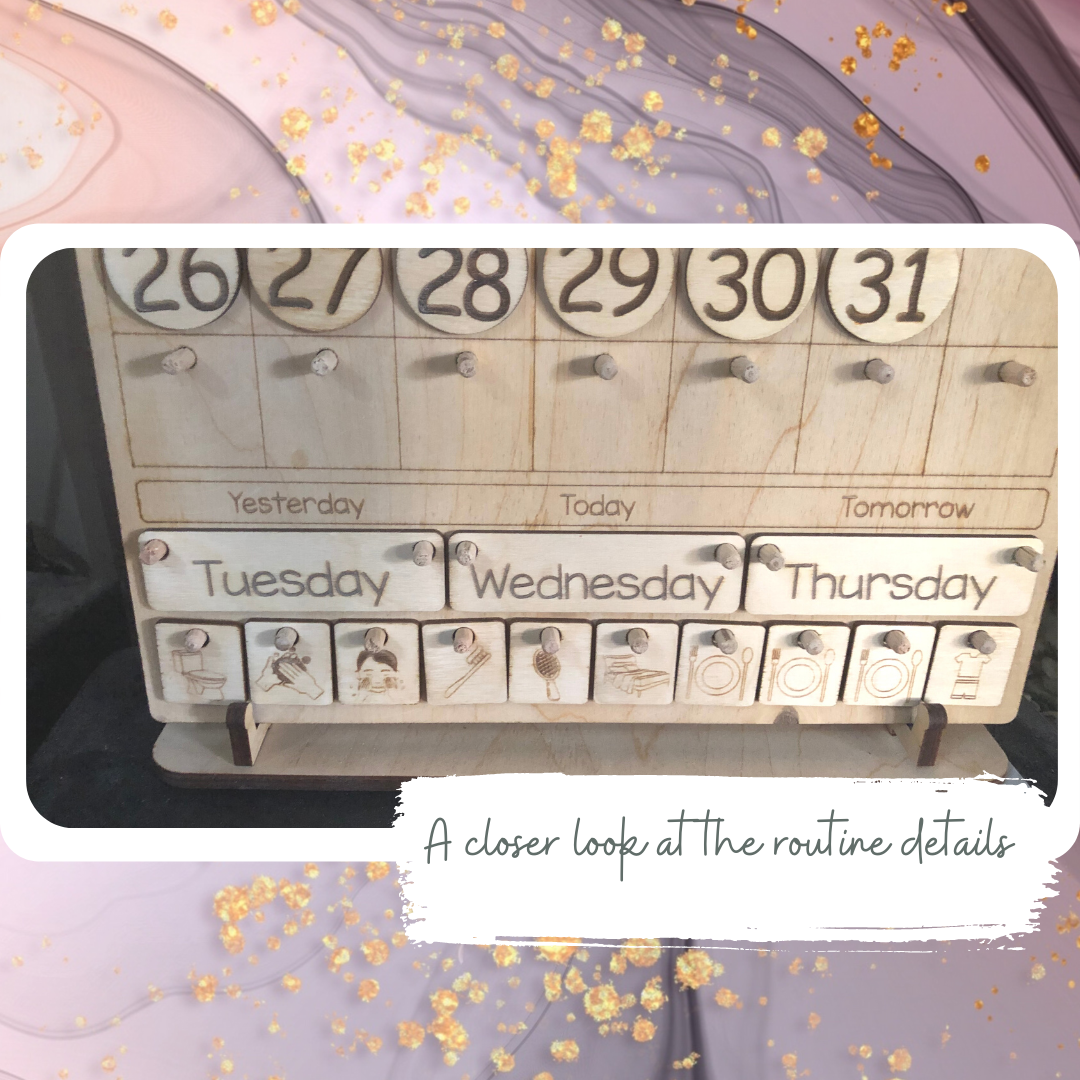 Wooden Calendar with Routine Set