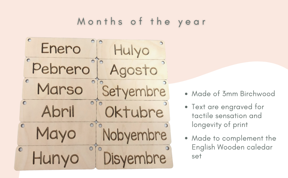 Filipino Months (Add-on to the English Wooden Calendar set)