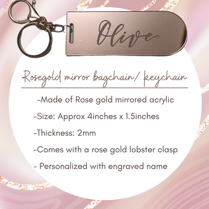 Personalized Rose Gold Mirror Bag chain / Key Chain