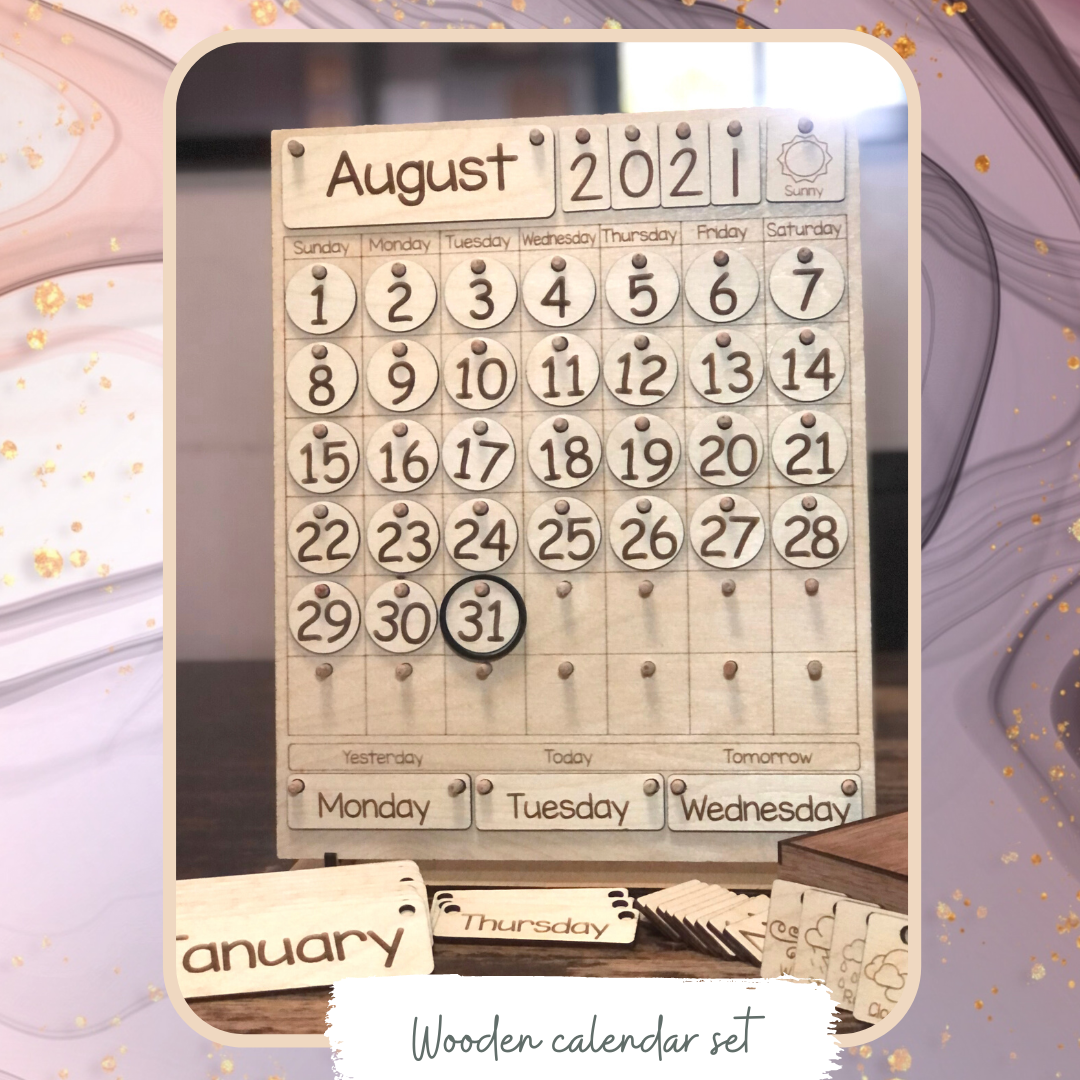 Montessori-Inspired Wooden Calendar Set