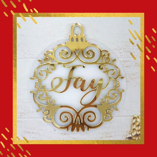 Gold Mirror on White Acrylic Christmas Ornament - Luxe Design