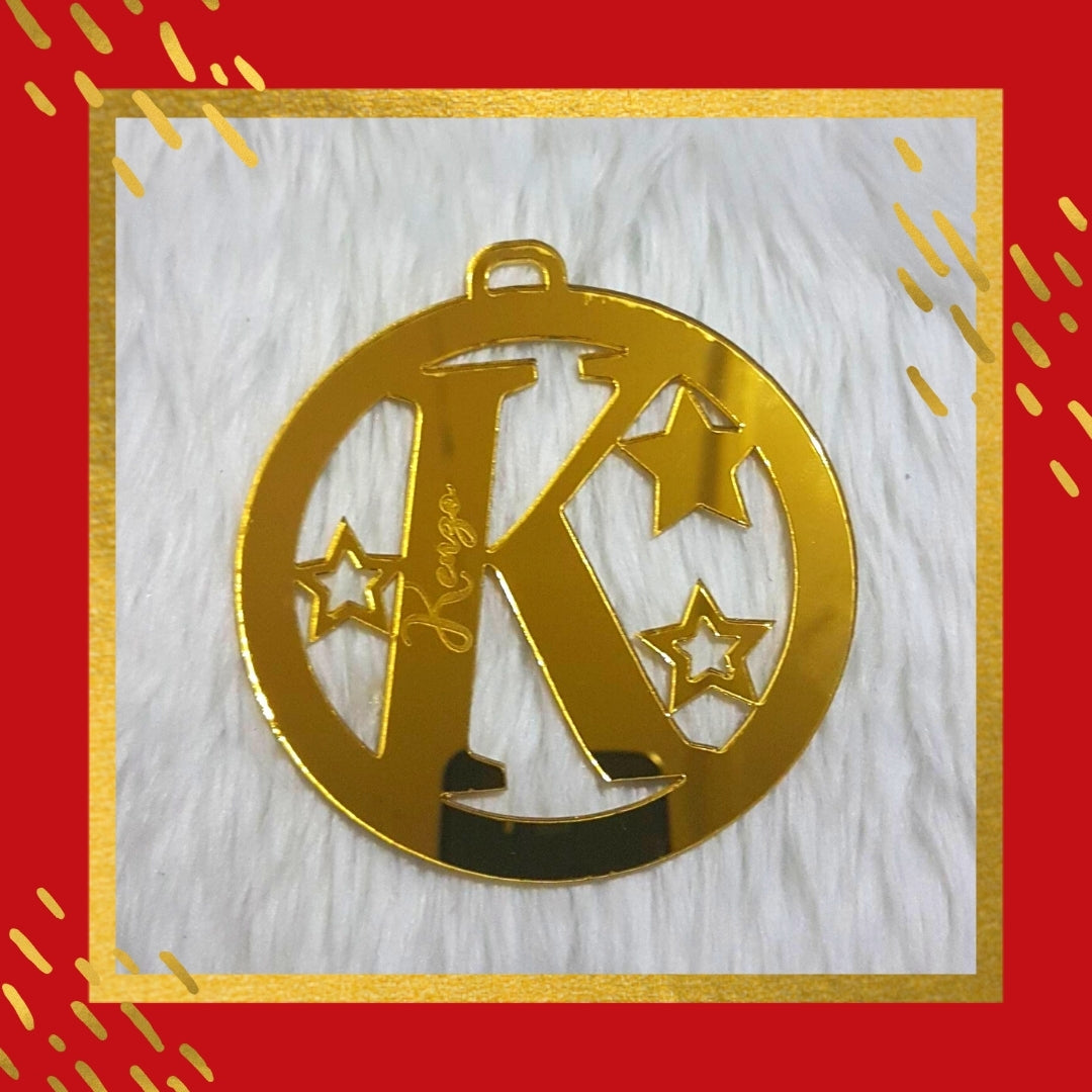 Initial Acrylic Christmas Ornament - Mirrored Design