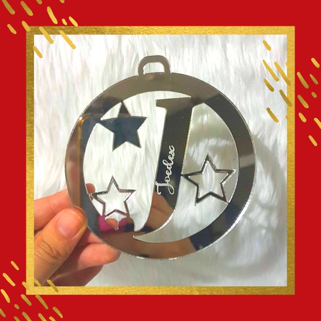 Initial Acrylic Christmas Ornament - Mirrored Design