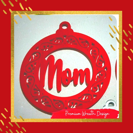 Red Acrylic Christmas Ornament - Premium Wreath