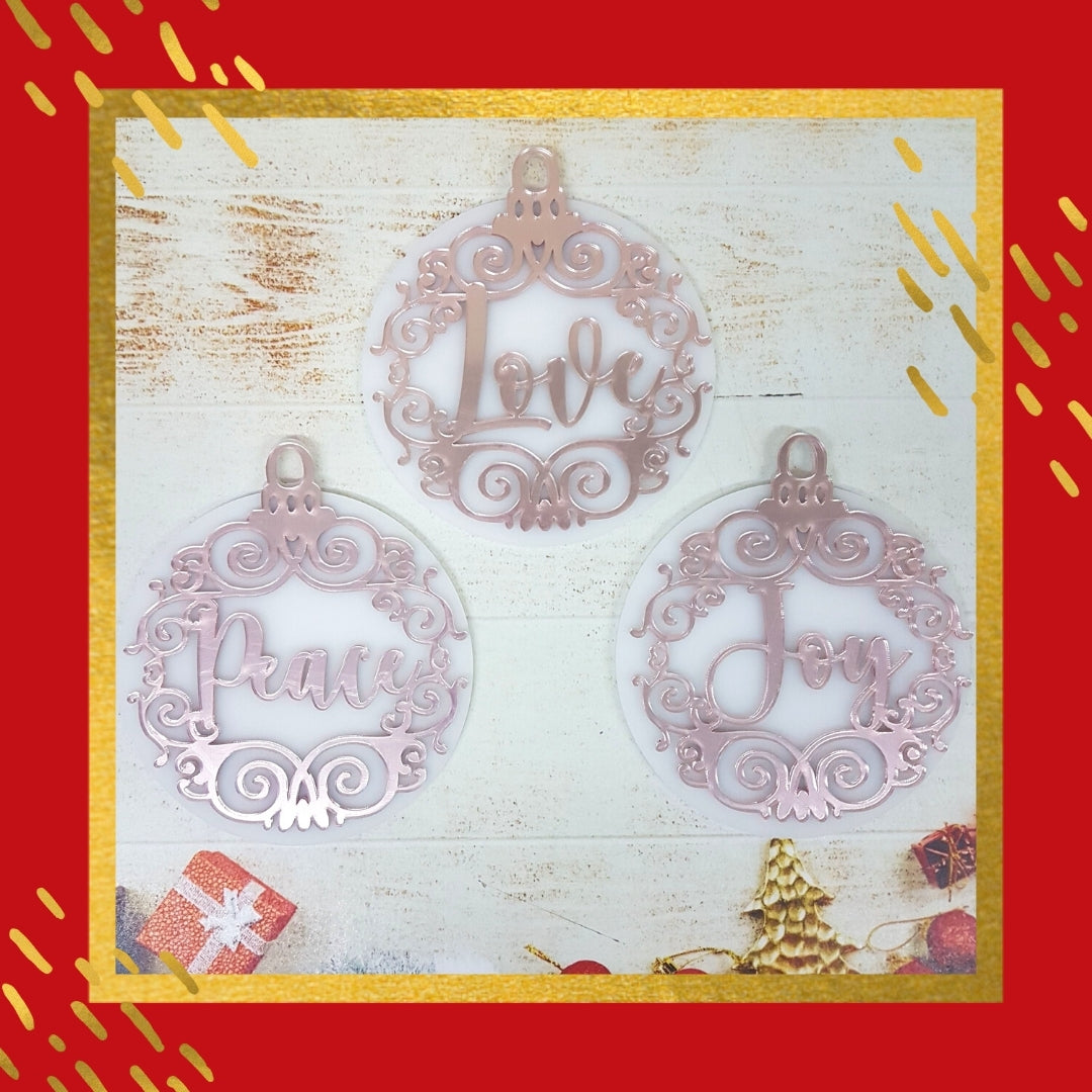 Rose Gold Mirror on White Acrylic Christmas Ornament - Luxe Design