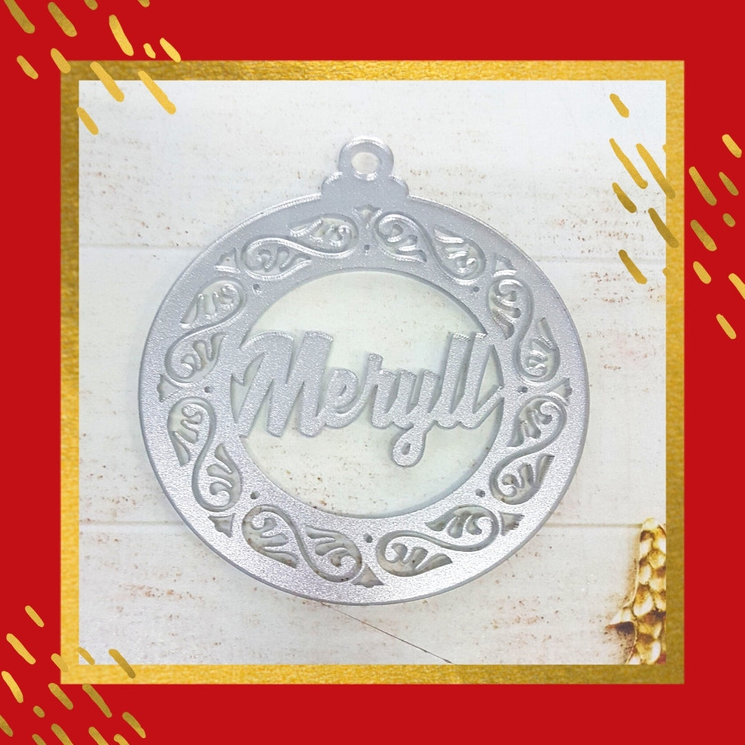 Silver Acrylic Christmas Ornament - Premium Wreath