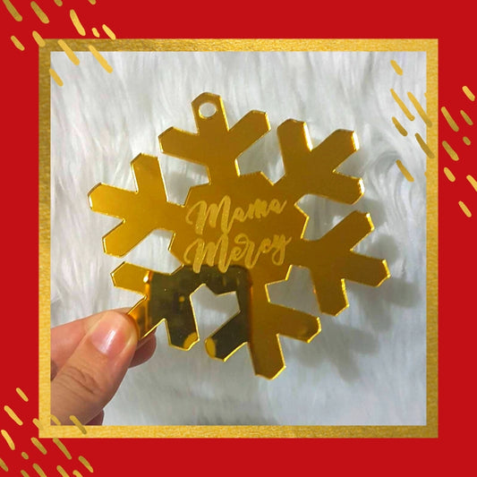 Snowflake Acrylic Christmas Ornament - Mirrored Design